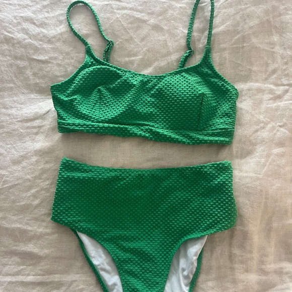 Green high waisted bathing suit - NEVER WORN - Picture 1 of 1